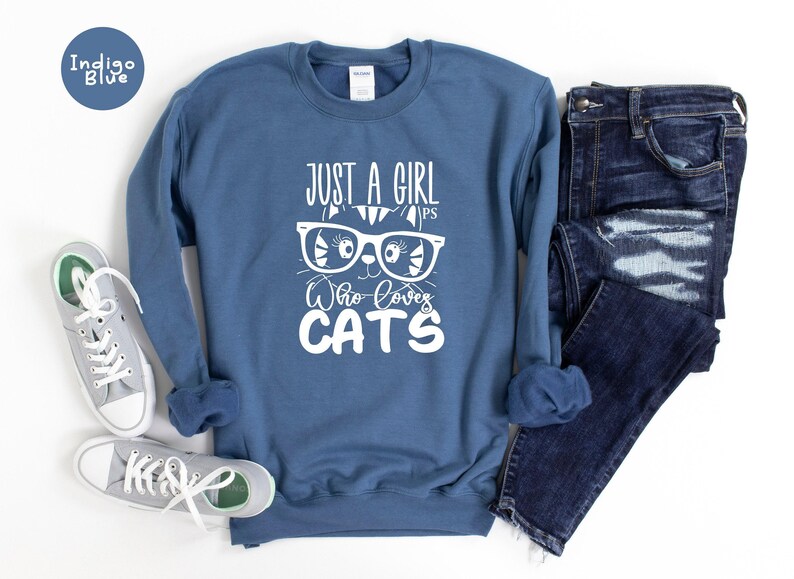 Just A Girl Cats Shirt: Funny Cat Lover Tee, Heather Soft Cotton | Eco Friendly, Pre Shrunk, Unisex S-XXL | Casual Everyday Wear image 7