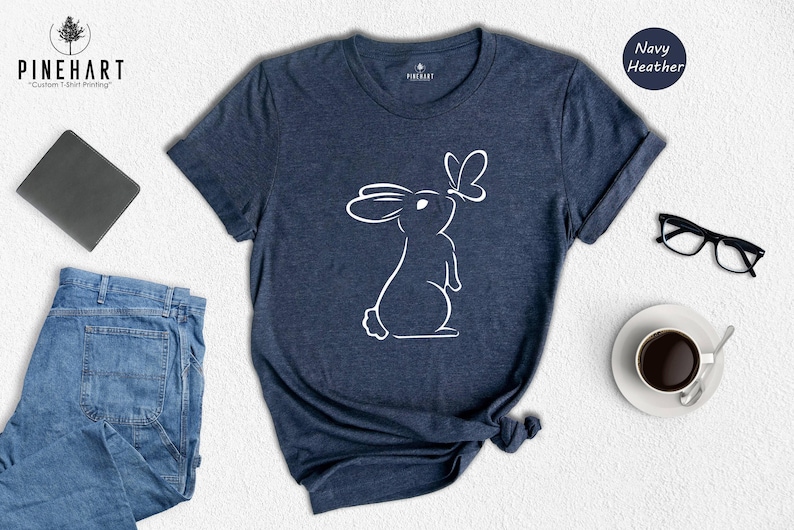 Rabbit Lover Shirt Cute Bunny Tee: Butterfly Accent Design, Soft Preshrunk Cotton | Comfortable Fit, Multiple Sizes image 6