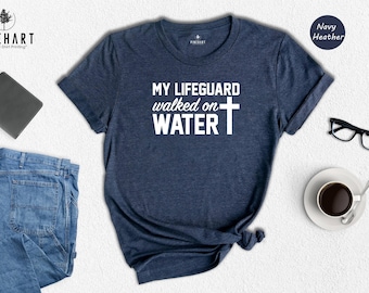 Faith Cross Design Christian T Shirt, Jesus Walk On Water Quote (Unisex S-XXL, Heather Blend Cotton, Eco Friendly)