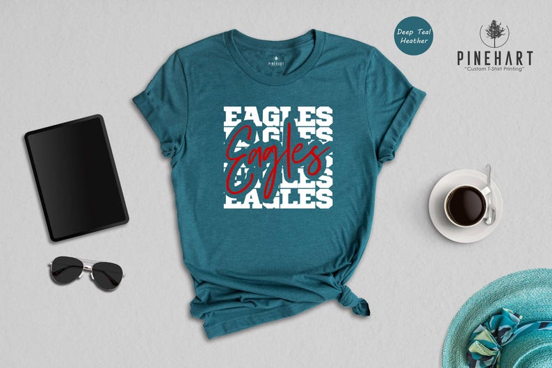 Eagles Mascot Shirt Casual Tee, Soft Cotton Blend, Eco-Friendly Print (Preshrunk Cotton, Sizes S-XXL) image 4