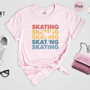 Retro Skating Shirt, Stacked Text Ice Skater Tee, Vintage Sunset Skating Gift, Funny Figure Skater T-Shirt for Men Women image 6