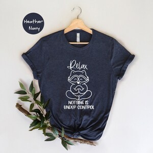Meditation Shirt Relaxed Raccoon Tee: Soft Ringspun Cotton, Eco Friendly, Comfortable Fit | Yoga Lover Gift, Mindfulness Apparel image 2