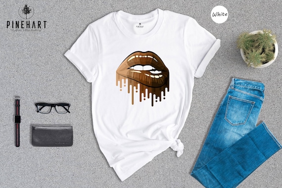 Black Queen Melanin Shirt: Heritage Pride Apparel, Dripping Lips Graphic (Soft Cotton Blend, Unisex Sizes, Empowerment)