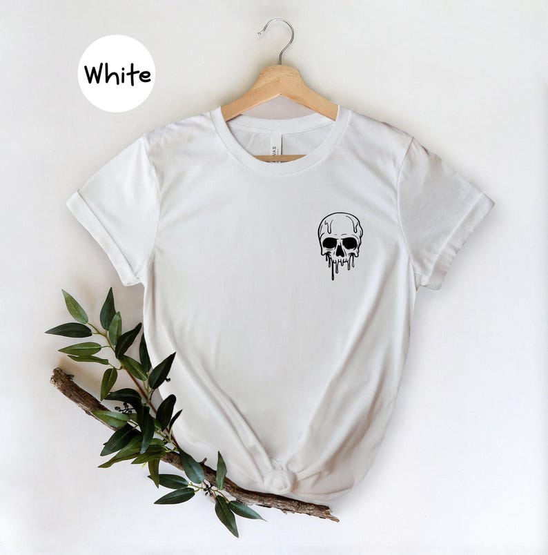 Unisex Halloween Tee Spooky Skeleton Top, Melting Skull Graphic (S-XXL, Eco Cotton Blend, Digital Ink Print) 画像 7