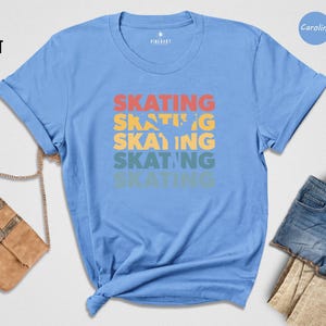 Retro Skating Shirt, Stacked Text Ice Skater Tee, Vintage Sunset Skating Gift, Funny Figure Skater T-Shirt for Men Women image 5