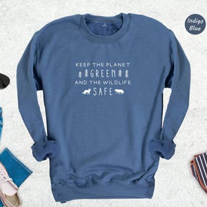 Keep The Planet Green Wildlife Safe Shirt, Earth Day Nature Tee, Environmental Activist Gift, Wolf Forest Graphic Tee image 4