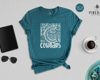 Cougars Typography Shirt, Cougars Mascot School Spirit Tee, Team Pride Game Day Shirt, Cougar Fan Gift Shirt