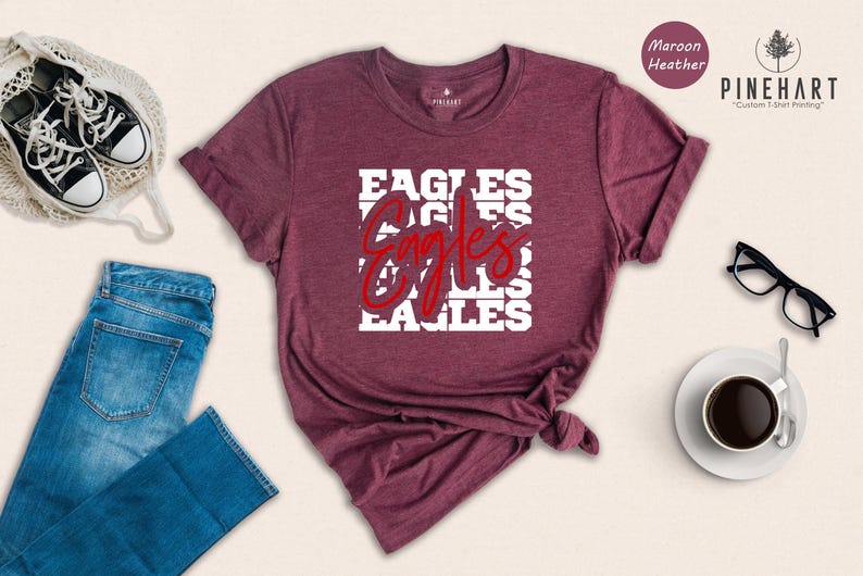 Eagles Mascot Shirt Casual Tee, Soft Cotton Blend, Eco-Friendly Print (Preshrunk Cotton, Sizes S-XXL) image 5