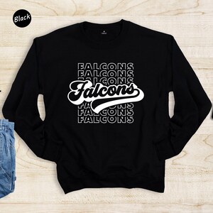 Retro Falcons Shirt, Game Day Mascot Tee, Team Spirit Apparel, Sports Mom Gift, Stacked Text Tshirt, School Pride Top image 7