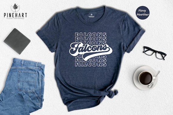 Retro Falcons Shirt, Game Day Mascot Tee, Team Spirit Apparel, Sports Mom Gift, Stacked Text Tshirt, School Pride Top