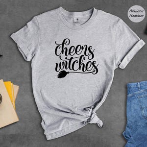 Cheers Witches Shirt, Funny Halloween Tee, Witch Broom Graphic T-Shirt, Girls Night Halloween Party Top, Gift for Her image 4
