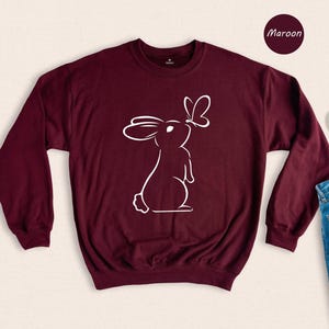 Rabbit Lover Shirt Cute Bunny Tee: Butterfly Accent Design, Soft Preshrunk Cotton | Comfortable Fit, Multiple Sizes image 8