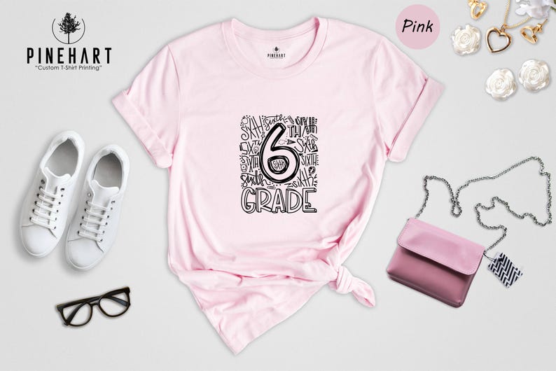 6th Grade Shirt Kids Tee, First Day School Celebration, Eco-Friendly Recycled Cotton (Soft Ringspun, Multiple Colors) image 5