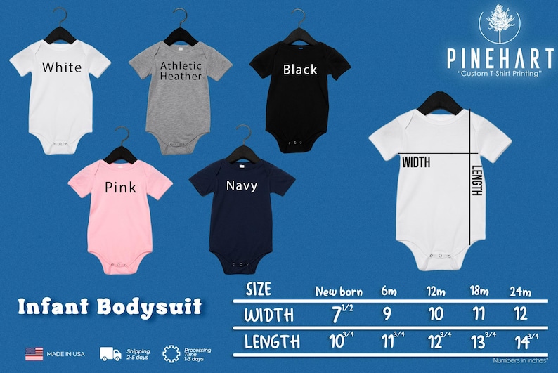 a group of baby onesuits with names on them