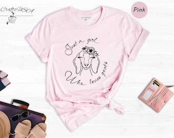 Just A Girl Who Loves Goats Shirt, Cute Floral Goat T-Shirt, Farm Animal Lover Gift, Goat Mom Tee for Women