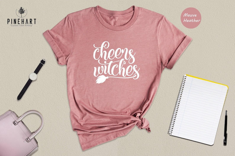 Cheers Witches Shirt, Funny Halloween Tee, Witch Broom Graphic T-Shirt, Girls Night Halloween Party Top, Gift for Her image 3