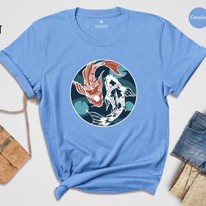 Yin Yang Koi Fish Shirt, Japanese Art T-Shirt, Balance Harmony Tee, Asian Culture Gift, Zen Nature Lover Shirt image 3