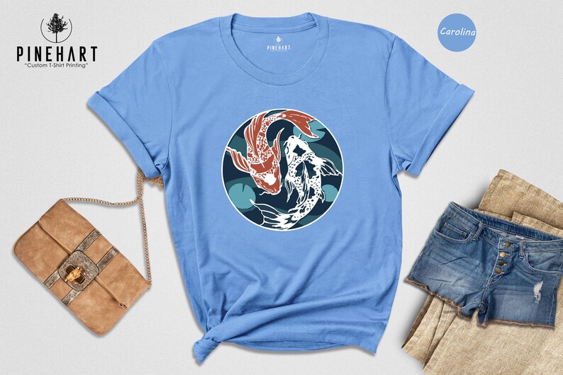 Yin Yang Koi Fish Shirt, Japanese Art T-Shirt, Balance Harmony Tee, Asian Culture Gift, Zen Nature Lover Shirt image 3
