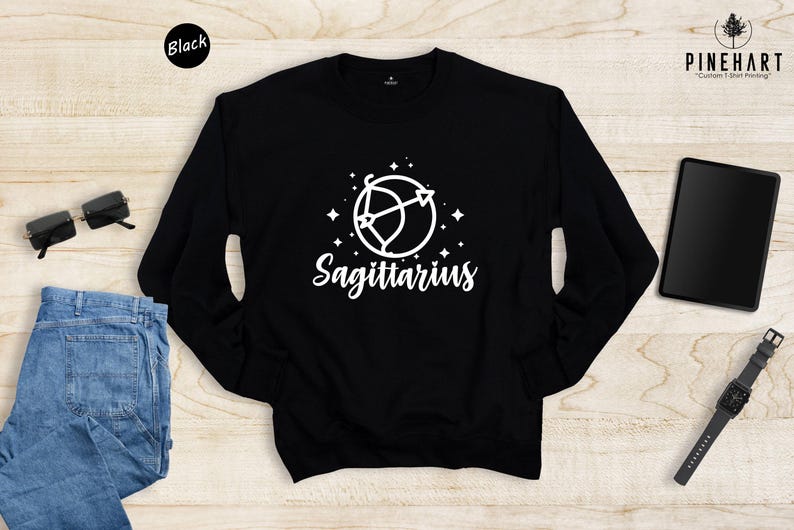Zodiac Birthday Tee - Sagittarius Star Sign Shirt - Eco Friendly Cotton, Personalized Text, Multiple Color Choices image 8
