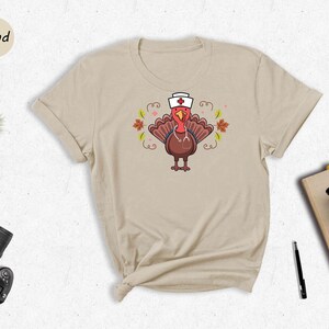 Nurse Turkey Tee: Playful Thanksgiving Design - Soft Cotton, Heather Blend, Cozy Fall Wardrobe image 4