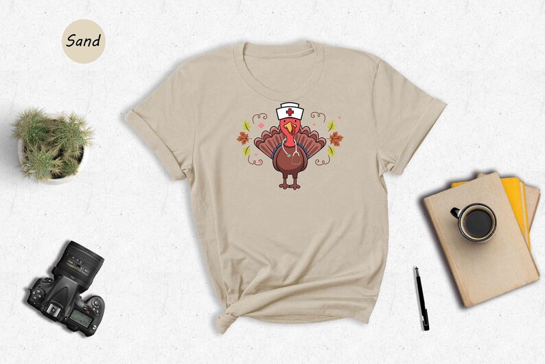 Nurse Turkey Tee: Playful Thanksgiving Design - Soft Cotton, Heather Blend, Cozy Fall Wardrobe image 4