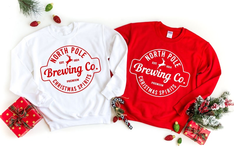 Funny Christmas Sweatshirts North Pole Brewing Co. image 1