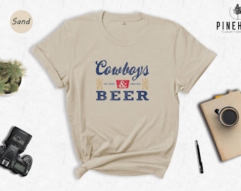 Cowboys & Beer Shirt, Retro Western Rodeo Graphic Tee, Country Music Gift for Him, Funny Cowboy Beer Lover Shirt, Unisex Southern Style