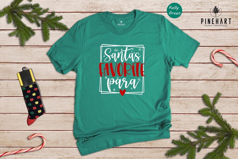 Santas Favorite Para Shirt Holiday Tee: Eco Friendly Christmas Apparel, Durable Vinyl (Heat Pressed Design, S-XXL Sizes) image 3