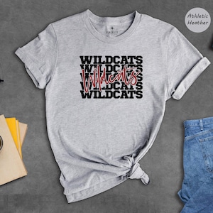 Wildcats Shirt, Retro Stacked Mascot Tee, School Spirit T-Shirt, Game Day Shirt for Fans, Wildcats Team Gift image 1