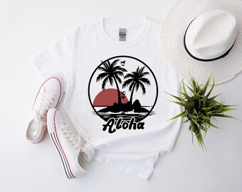 Aloha Hawaii T Shirt Boho Festival Outfit: Vibrant Island Vibes, Soft Ringspun Cotton (Casual Fit, S-XXL)