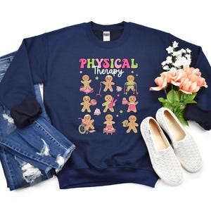 PT Xmas Sweatshirt Holiday Apparel: Gingerbread Stethoscope Graphic - Cotton Blend, Unisex Sizes, Festive Therapy Top