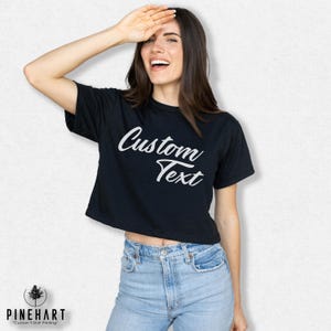 Custom Crop Top,  Personalized Text Crop Top, Custom Design Cropped Tee, Custom Logo Crop Shirt, Customizable Women&#39;s T-Shirt