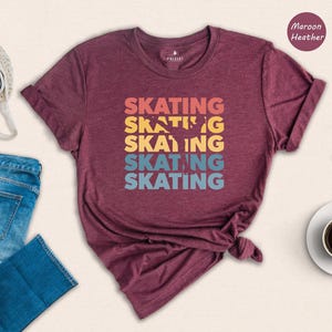 Retro Skating Shirt, Stacked Text Ice Skater Tee, Vintage Sunset Skating Gift, Funny Figure Skater T-Shirt for Men Women image 4