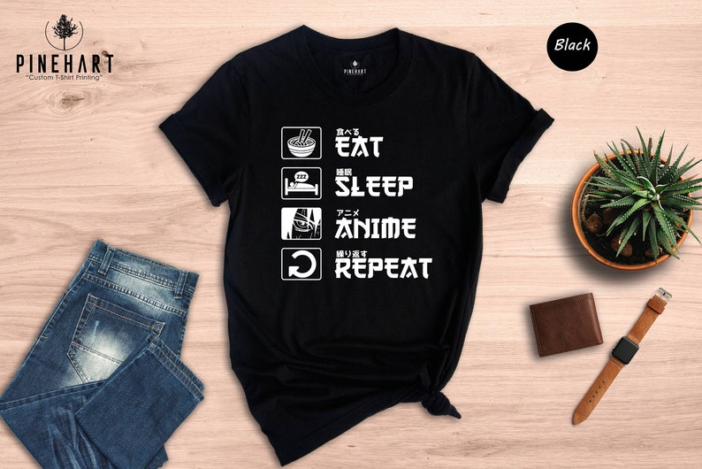 Eat Sleep Anime Repeat Shirt, Anime Shirt, Gift for Anime Lover, Gift for Anime Fan, Anime Otaku Shirt, Anime Sweatshirt, Cool Anime Shirt image 2