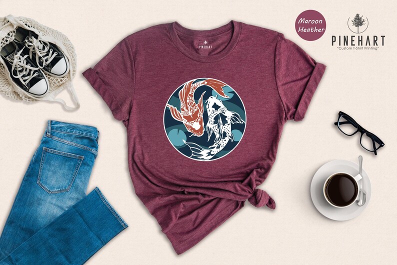Yin Yang Koi Fish Shirt, Japanese Art T-Shirt, Balance Harmony Tee, Asian Culture Gift, Zen Nature Lover Shirt image 6