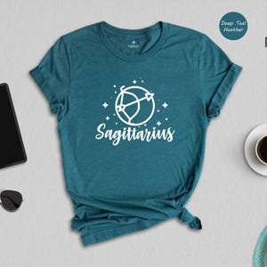 Zodiac Birthday Tee - Sagittarius Star Sign Shirt - Eco Friendly Cotton, Personalized Text, Multiple Color Choices image 5