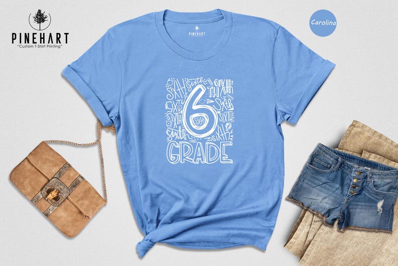 6th Grade Shirt Kids Tee, First Day School Celebration, Eco-Friendly Recycled Cotton (Soft Ringspun, Multiple Colors) image 2