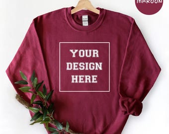 Sudadera personalizada, regalo con cuello redondo personalizado, añade tu propio texto o diseño, sudadera unisex de algodón.