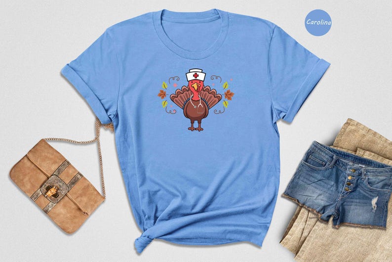Nurse Turkey Tee: Playful Thanksgiving Design - Soft Cotton, Heather Blend, Cozy Fall Wardrobe image 7