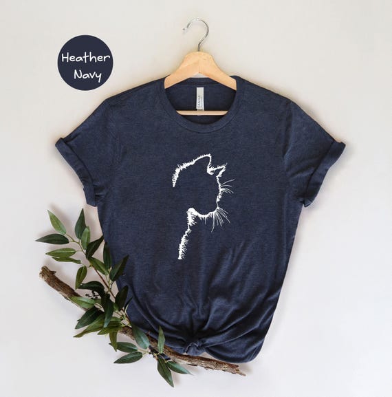 Cat Silhouette Shirt Funny Cat Lover Tee, Black Design (Unisex S-XXL, Eco Cotton, Digital Ink Print)