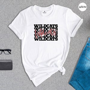 Wildcats Shirt, Retro Stacked Mascot Tee, School Spirit T-Shirt, Game Day Shirt for Fans, Wildcats Team Gift image 3