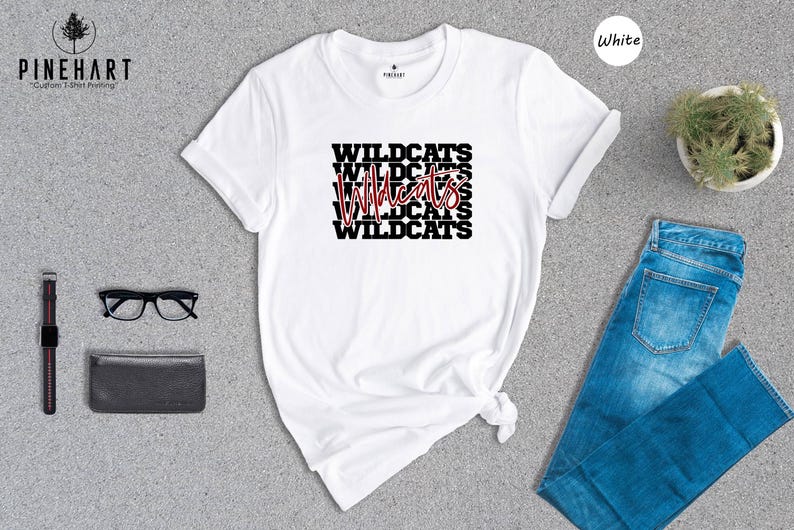 Wildcats Shirt, Retro Stacked Mascot Tee, School Spirit T-Shirt, Game Day Shirt for Fans, Wildcats Team Gift image 3