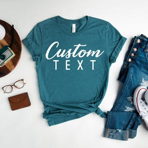 Custom Text T Shirt Unisex Casual Apparel, Personalized Message (XS-XXL, Cotton Blend, Eco-Friendly Print)
