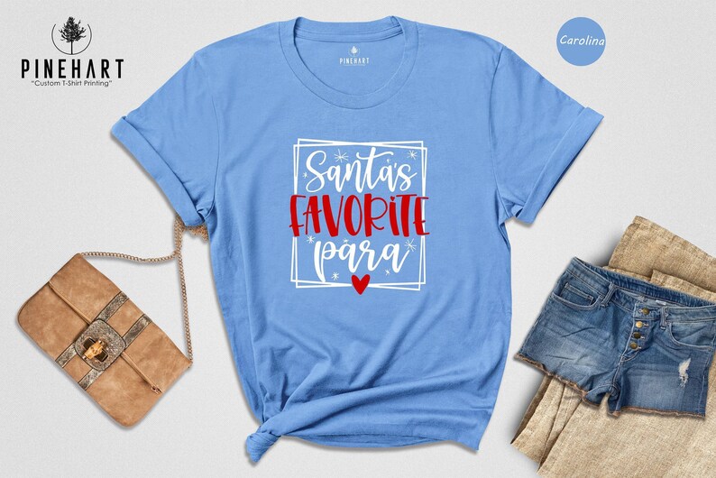 Santas Favorite Para Shirt Holiday Tee: Eco Friendly Christmas Apparel, Durable Vinyl (Heat Pressed Design, S-XXL Sizes) image 5