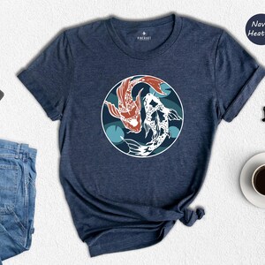 Yin Yang Koi Fish Shirt, Japanese Art T-Shirt, Balance Harmony Tee, Asian Culture Gift, Zen Nature Lover Shirt image 2