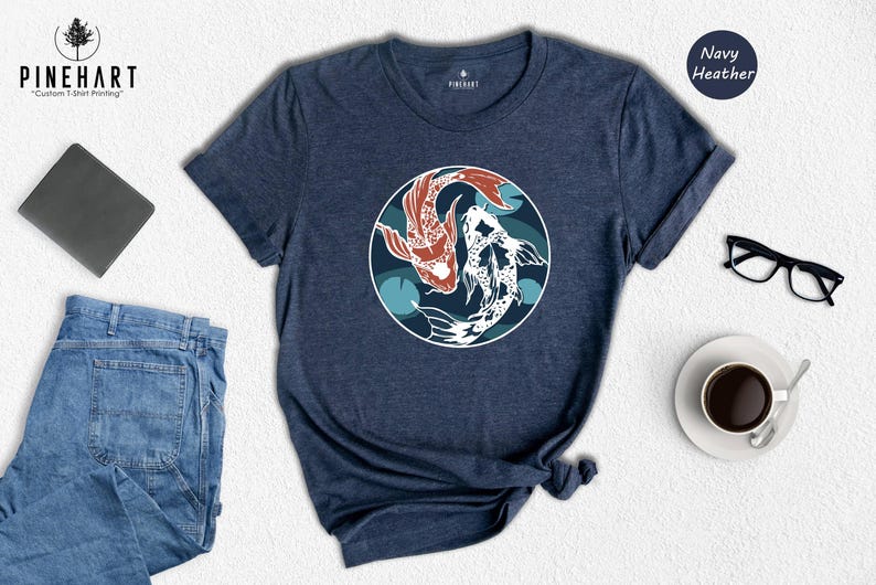Yin Yang Koi Fish Shirt, Japanese Art T-Shirt, Balance Harmony Tee, Asian Culture Gift, Zen Nature Lover Shirt image 2