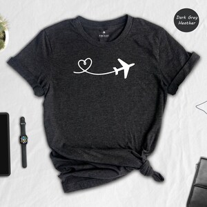 Airplane Heart Shirt Travel Lover Tee, Soft Preshrunk Cotton (Unisex S-XXL, Eco Friendly, Comfortable Fit) image 3