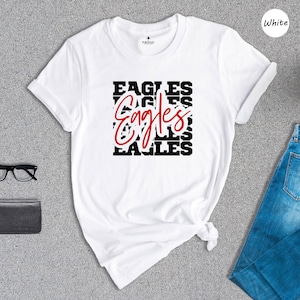 Eagles Mascot Shirt Casual Tee, Soft Cotton Blend, Eco-Friendly Print (Preshrunk Cotton, Sizes S-XXL) image 1