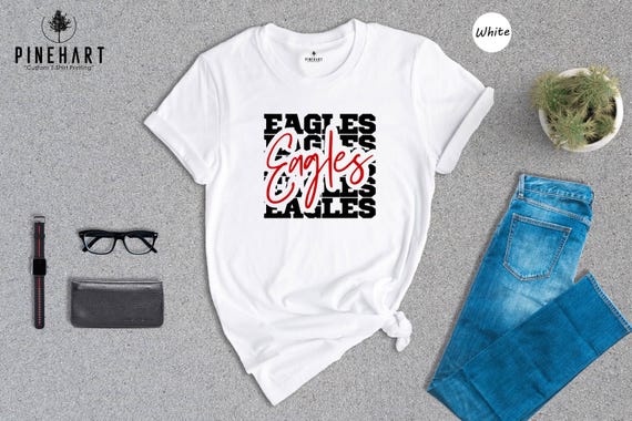 Eagles Mascot Shirt Casual Tee, Soft Cotton Blend, Eco-Friendly Print (Preshrunk Cotton, Sizes S-XXL)