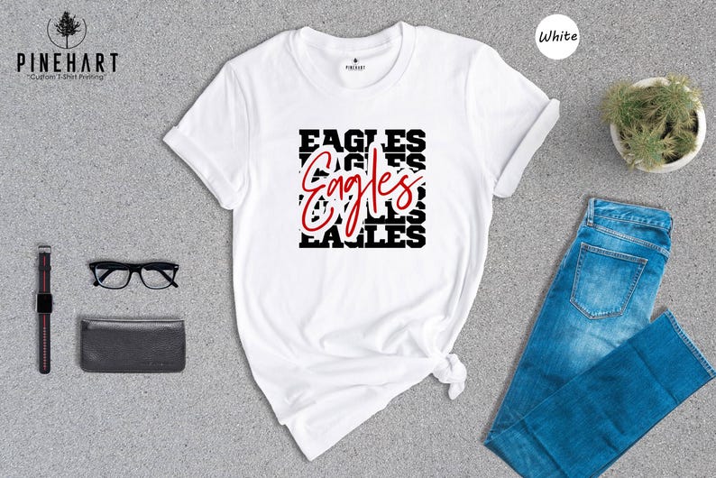 Eagles Mascot Shirt Casual Tee, Soft Cotton Blend, Eco-Friendly Print (Preshrunk Cotton, Sizes S-XXL) image 1